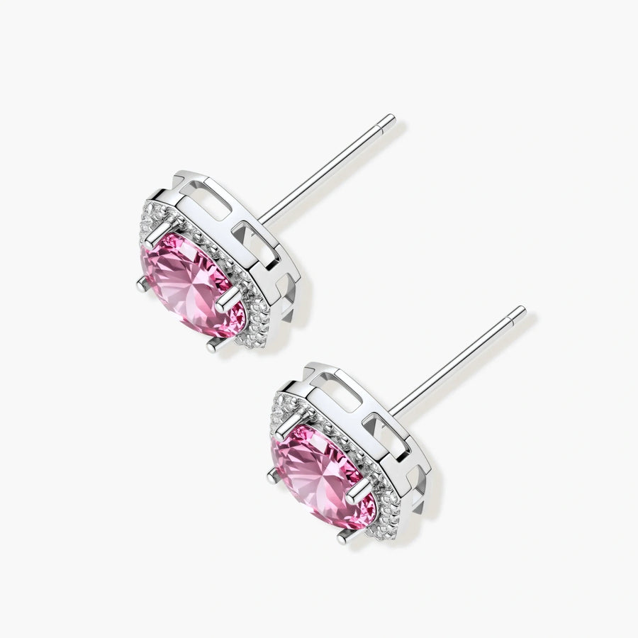 Pink Halo Moissanite Stud Earrings | LIZNA GLOW