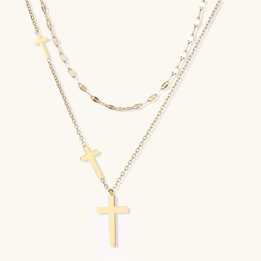Divine Layered Cross Necklace Set