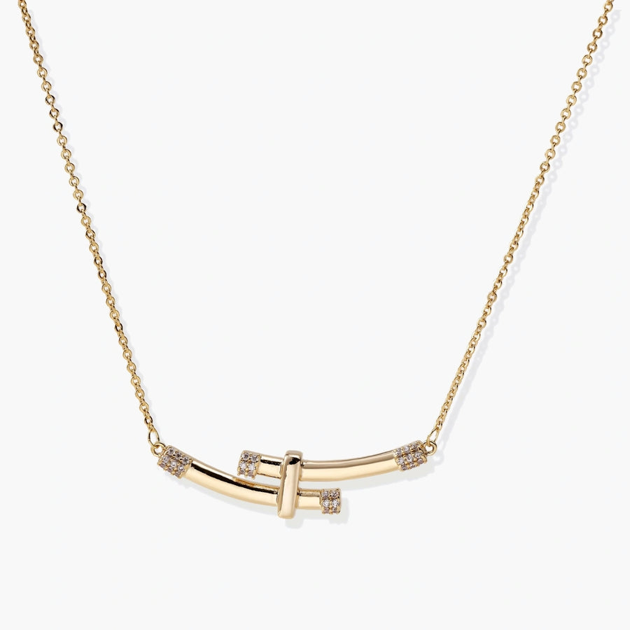Bamboo Crystal Arch Necklace