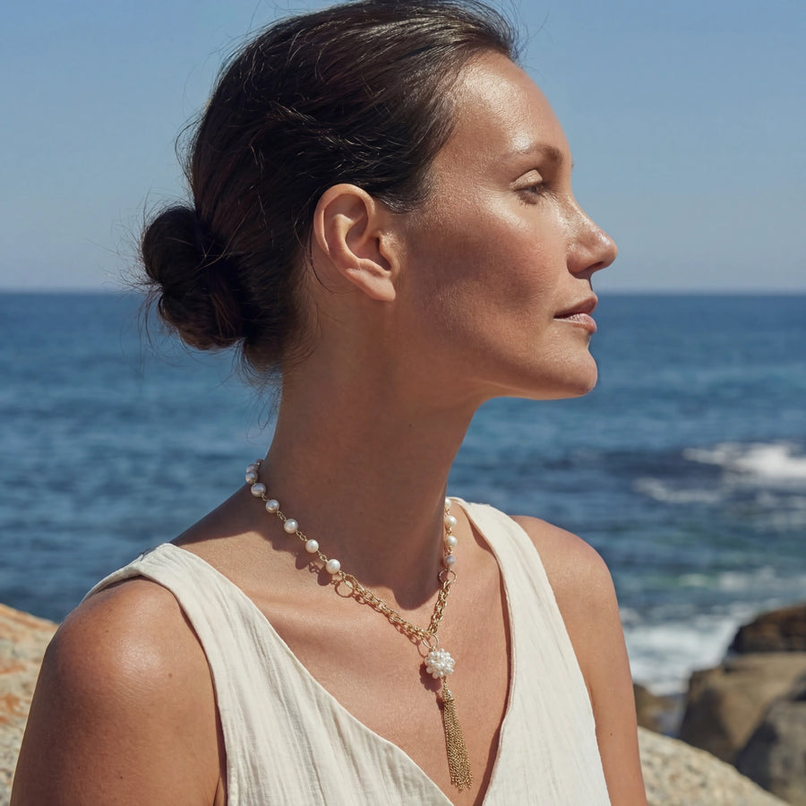Pearl Dream Necklace with Fringes