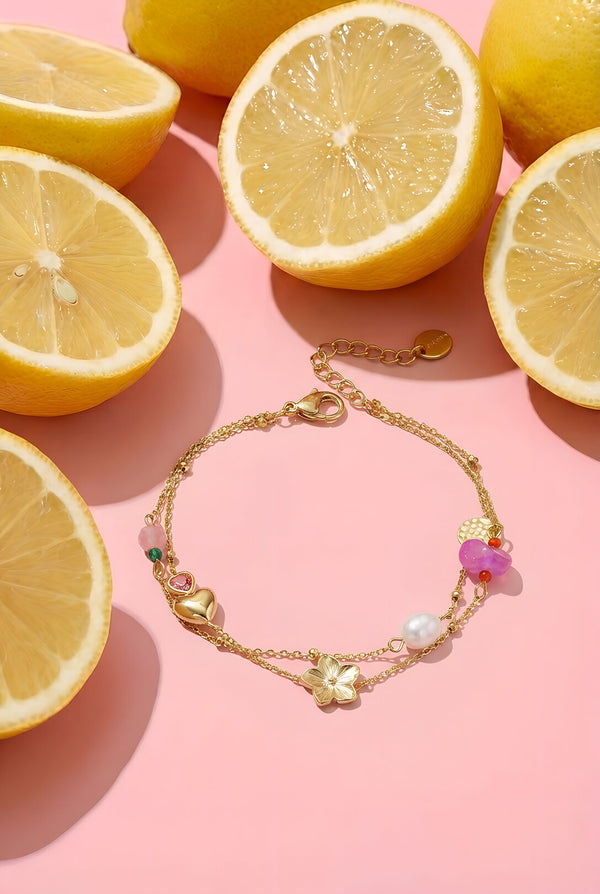 Pulsera Multicapa Corazón y Perlas | LIZNA GLOW lifestyle