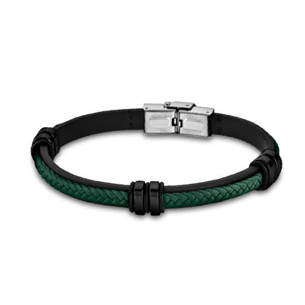 Pulsera Lotus Style LS1829-2/8 Urban Man — Cuero Verde y Acero