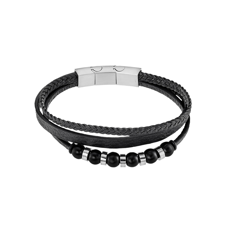 Pulsera Lotus Style LS2382-2/1 — Cuero Negro y Acero 316L