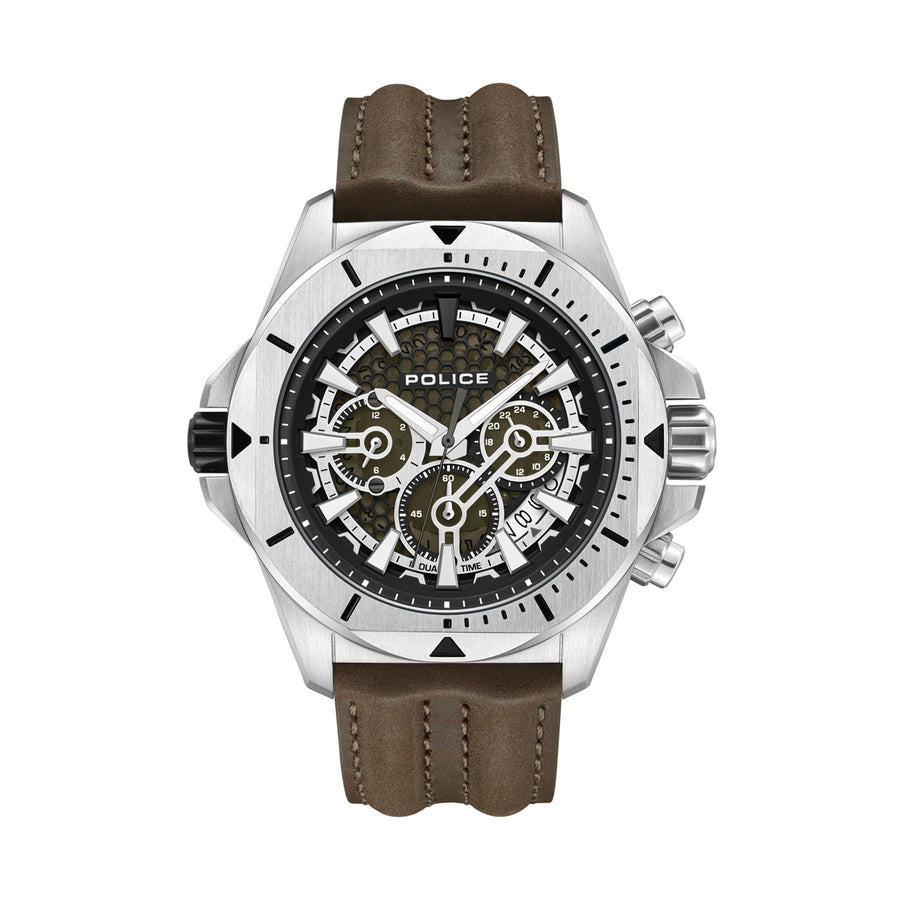 Reloj Police Electrical PEWGF0054501 — Verde Caqui y Marrón · 46 mm · 5 ATM