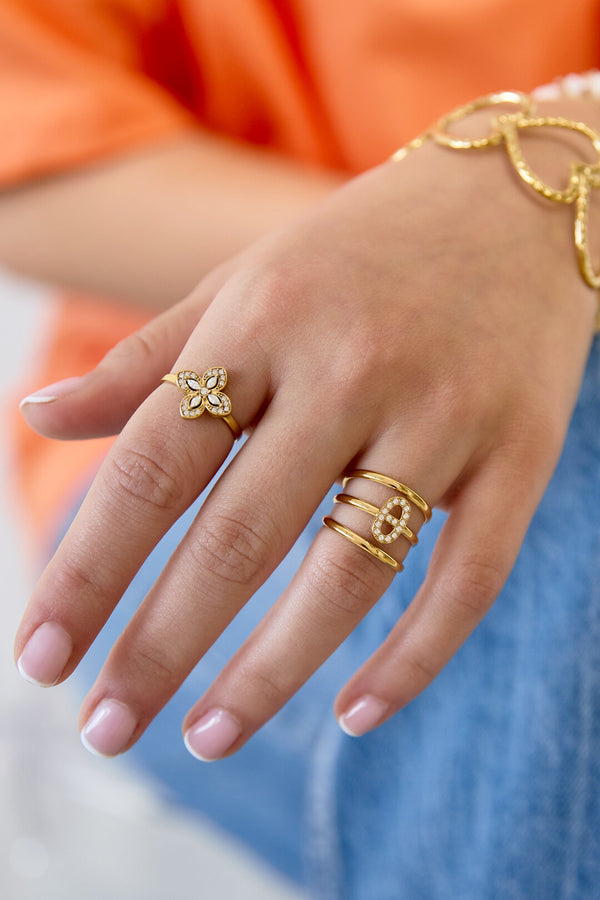 Anillo Tres Bandas Piedra Ovalada | LIZNA GLOW lifestyle