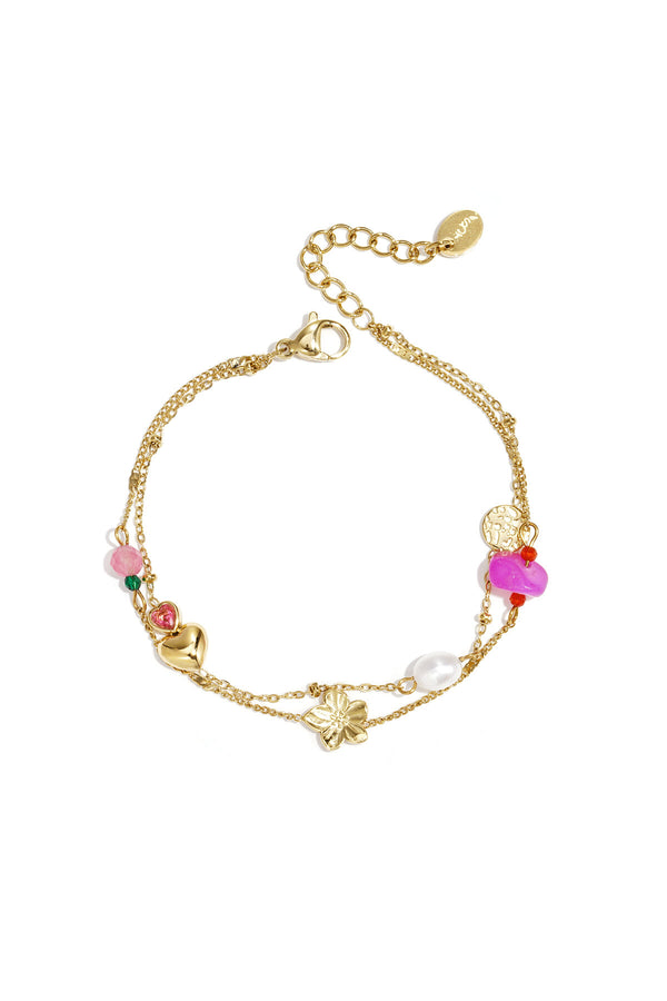 Pulsera Multicapa Corazón y Perlas | LIZNA GLOW