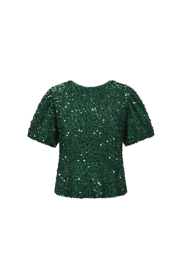 Elegant Sequined Short Sleeve Top for Fall/Winter