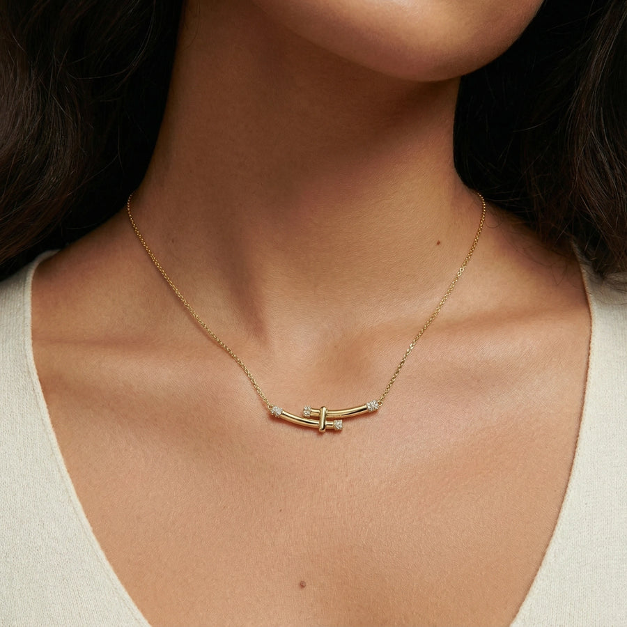 Bamboo Crystal Arch Necklace