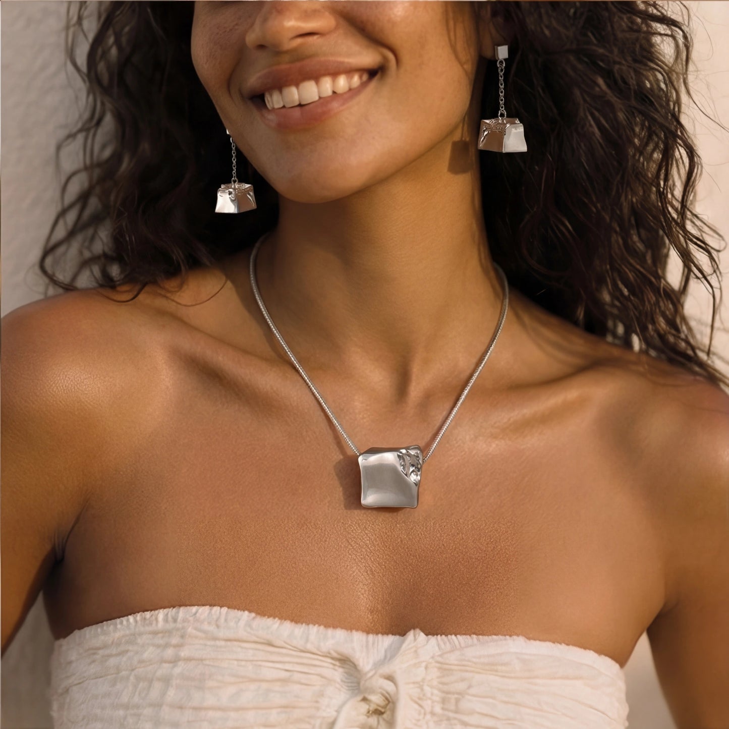 Conjunto de Joyas Cubo Aplastado | LIZNA GLOW