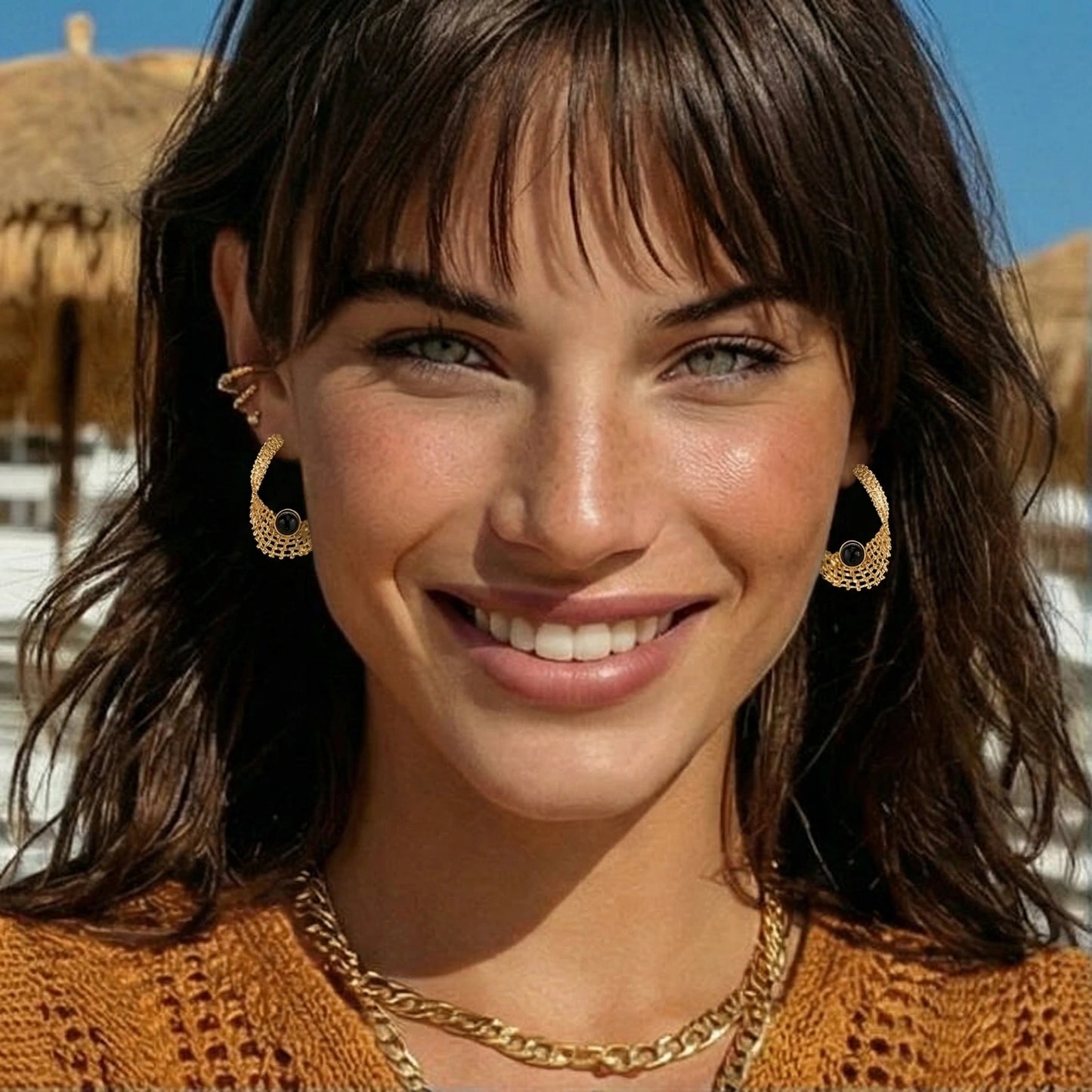 Pendientes de malla escultural
