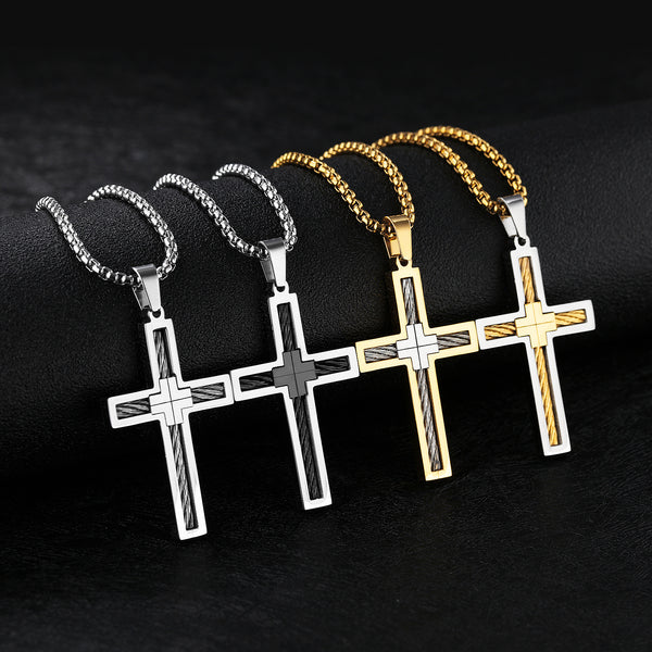 Collar Cruz Acero Titanio Hombre | LIZNA ONIX