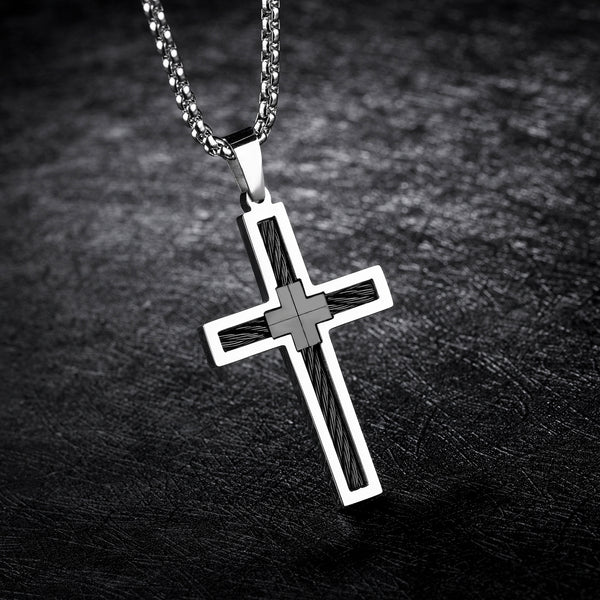 Collar Cruz Acero Titanio Hombre | LIZNA ONIX lifestyle