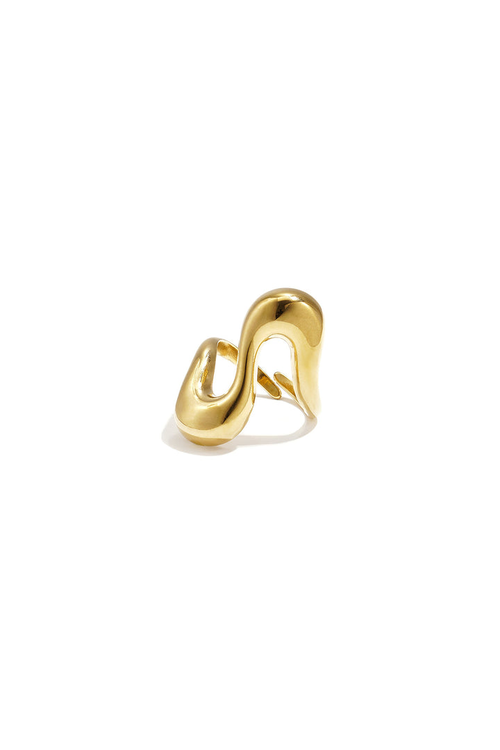 Anillo llamativo ajustable con forma ondulada