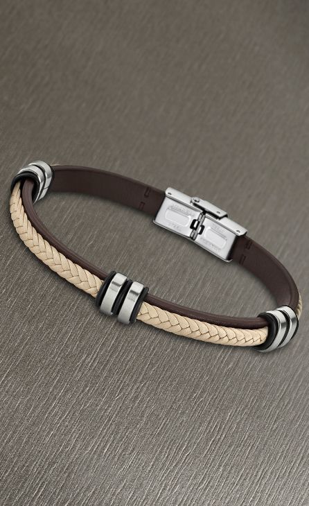 Pulsera Lotus Style LS1829-2/6 — Cuero Marrón y Acero · 23 cm