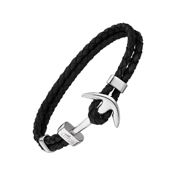 Pulsera Lotus Style LS1832-2/1 Urban Man — Piel Negra y Acero 316L · 21,5 cm