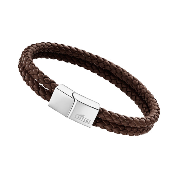 Pulsera Lotus Style LS2011-2/2 Men Basic — Cuero Marrón y Acero