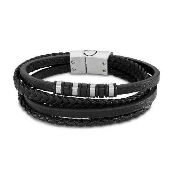 Pulsera Lotus Style LS2101-2/1 Urban Man — Cuero Negro y Acero