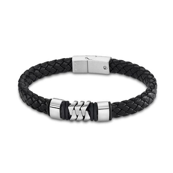 Pulsera Lotus Style LS2104-2/1 Men Basic — Cuero Negro y Acero 316L