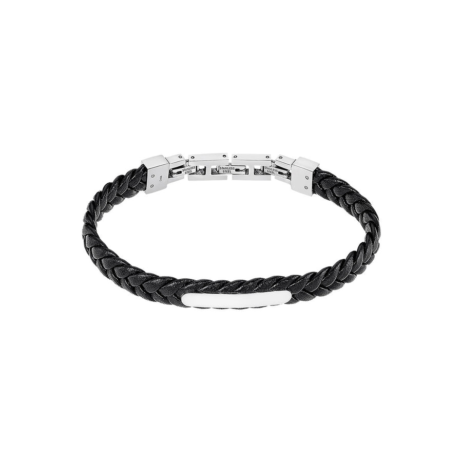 Pulsera Lotus Style LS2385-2/1 — Cuero Negro y Acero 316L · 22,3 cm