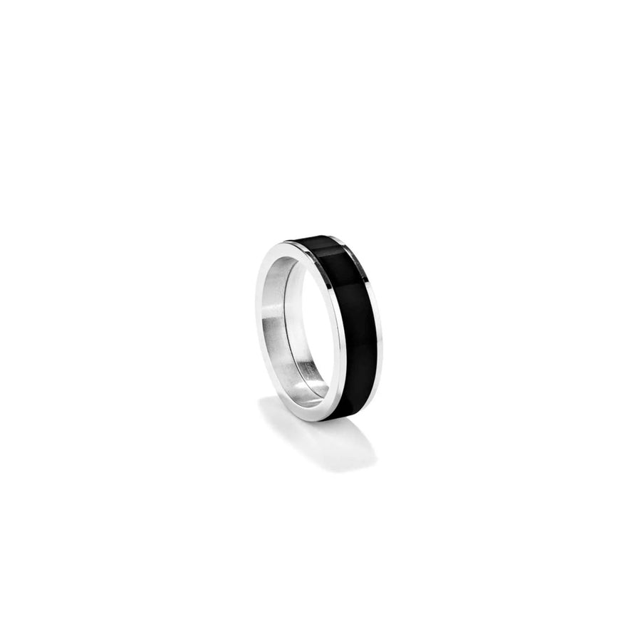 Anillo Radiant RH000022-24 CERAMIC — Plateado y Negro · Talla 24