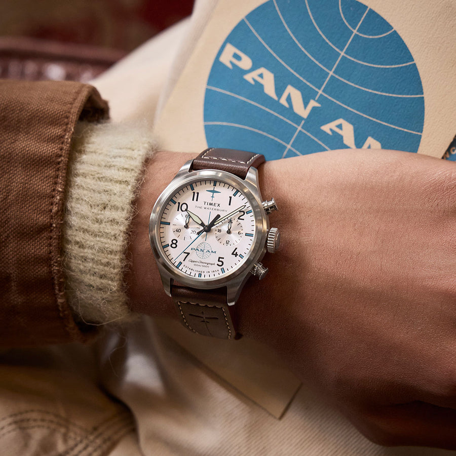 Reloj Timex x Pan Am Waterbury Ace TW2Y38700 — Zafiro · 41 mm · 10 ATM