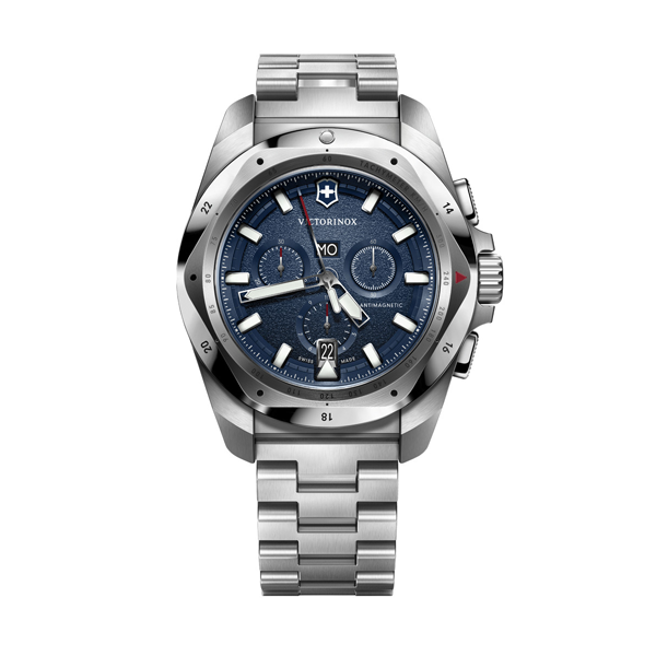 Reloj Victorinox I.N.O.X. Chrono 241985 — Acero · Esfera Azul · Zafiro · 43 mm · 20 ATM