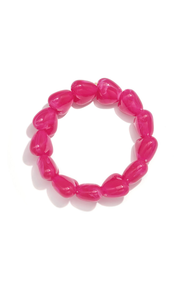 Beaded bracelet with large heart-shaped beads.