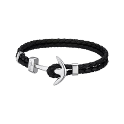 Pulsera Lotus Style LS1832-2/1 Urban Man, piel negra y ancla